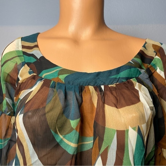 BCX Semi Sheer Belted Blouse with Bell Sleeves Size L (D28) - Picture 3 of 7